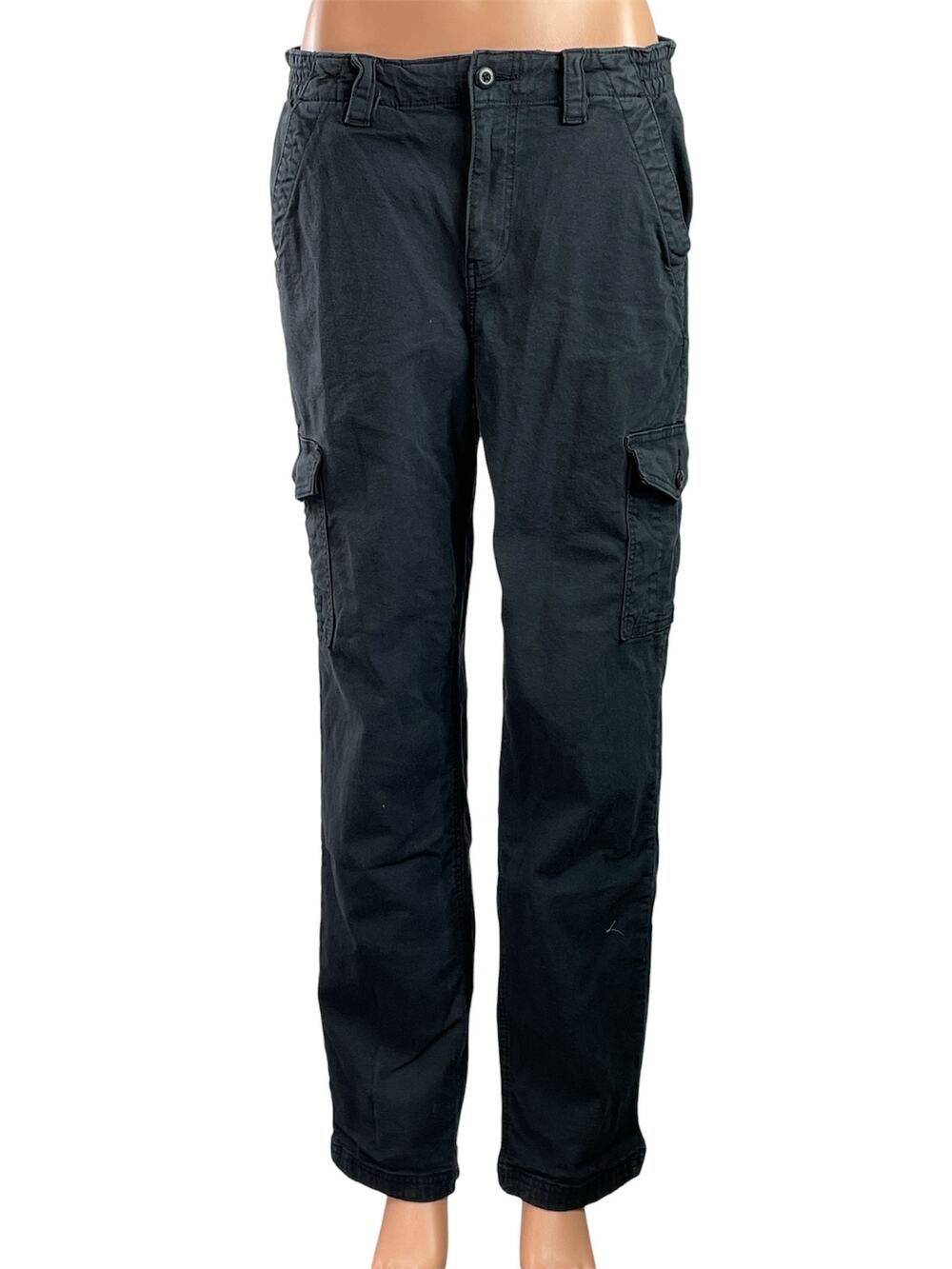 American Eagle Women's Black Stretch Straight Leg Cargo Trousers Jeans Pants 8